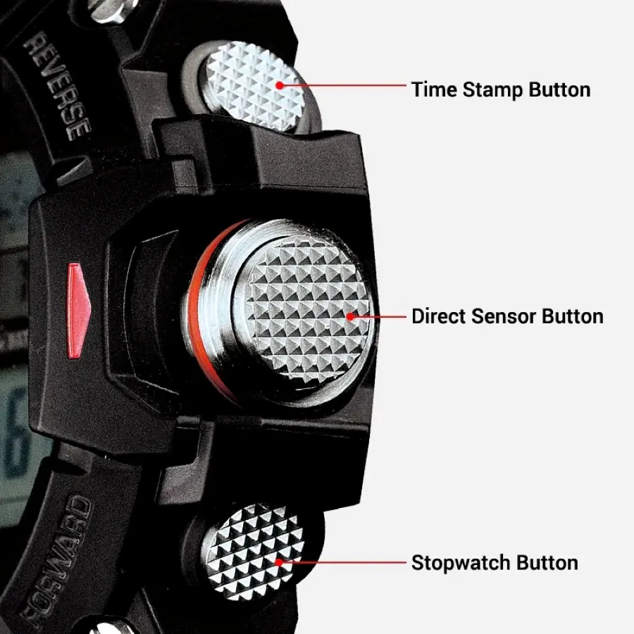 GW-9400 với các nút Time Stamp, Direct Sensor và Stopwatch