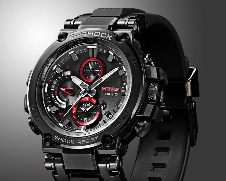 Bezel, mặt kính, dây đeo và lớp hoàn thiện kim loại của G-Shock MTG-B1000