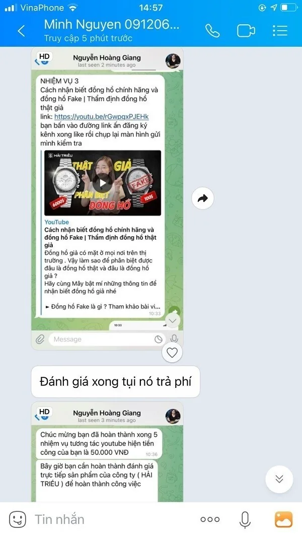 Cảnh báo lừa đảo, mạo danh nhân viên Đồng Hồ Hải Triều - Ảnh: 3
