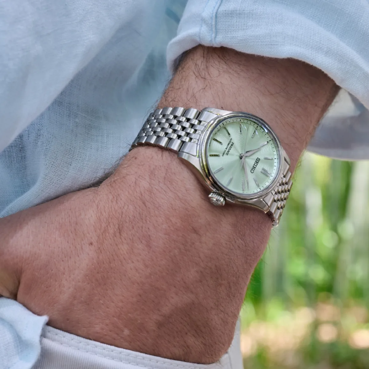 (Hàng mới về T10/2026) Seiko Presage Classic Series HCC002J1 – Nam – Automatic (Tự Động) – Mặt Số 38mm – Kính Sapphire – Mặt Số Wakatake-iro – Họa Tiết Mặt Số Lấy Cảm Hứng Từ Lụa Tomioka - Ảnh 3
