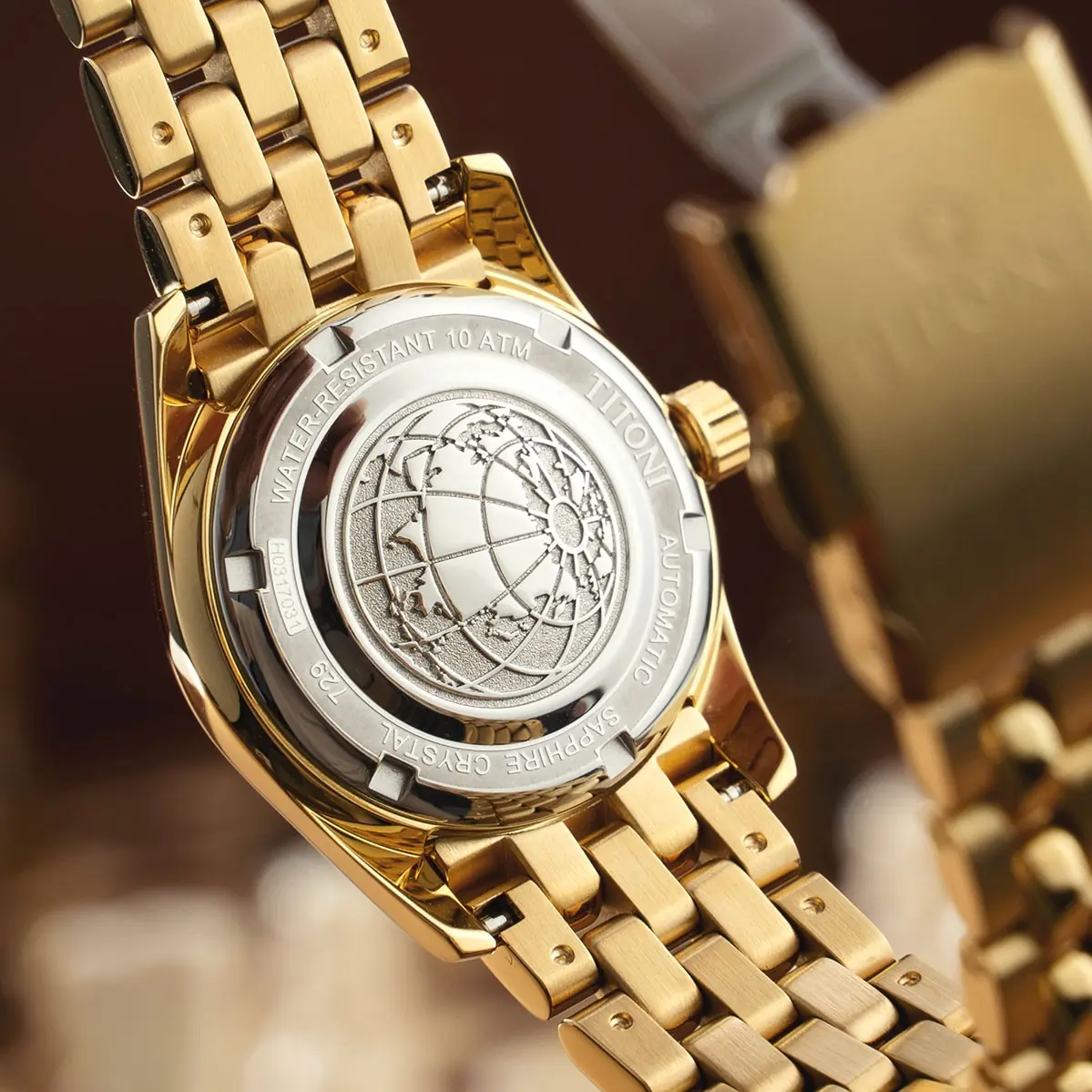 Titoni Cosmo Queen 729 G-DB-541 – Nữ – Kính Sapphire – Automatic – Mặt Số 27mm, Mạ Vàng PVD, Chống Nước 10ATM - Ảnh 4
