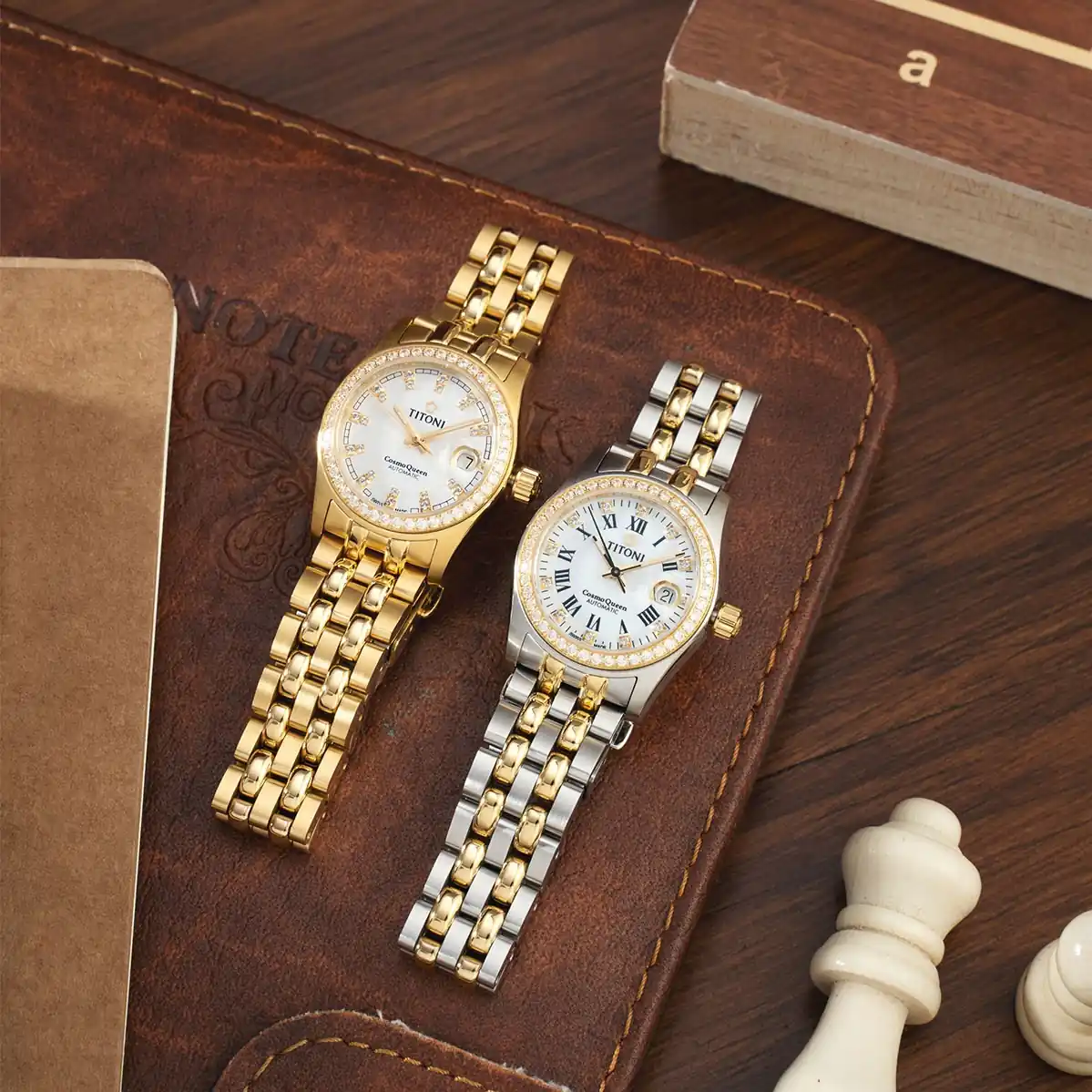 Titoni Cosmo Queen 729 G-DB-541 – Nữ – Kính Sapphire – Automatic – Mặt Số 27mm, Mạ Vàng PVD, Chống Nước 10ATM - Ảnh 6